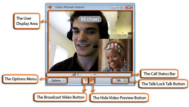 The Video Call Window The Video Call window opens when you accept a new incoming Video Call, or when a call you start is accepted by another user.
