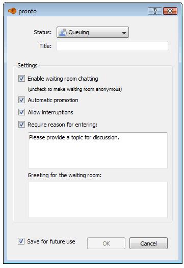 Starting a New Custom Queued Chat Starting a custom Queued Chat is similar to starting a default Queued Chat, except that you are given the option to define