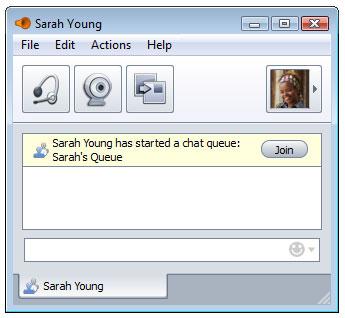 Joining a Queued Chat Anytime someone starts a Queued Chat, the user's status displays as Queuing.