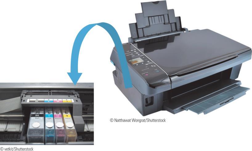 Using Output Devices (continued) Inkjet Printers An inkjet printer is a