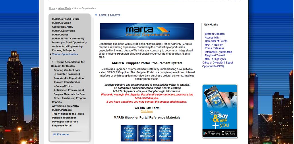 Note: To review MARTA RFQ Terms & Conditions access http://itsmarta.