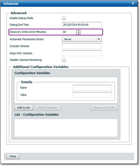 To configure the discovery interval 1. In the navigation pane of Central Monitoring Administration, click the Policies drawer and select a policy view. 2.