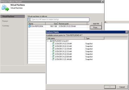 Replication features Multiple recovery points vsphere VMs have a default of 7 recovery points,