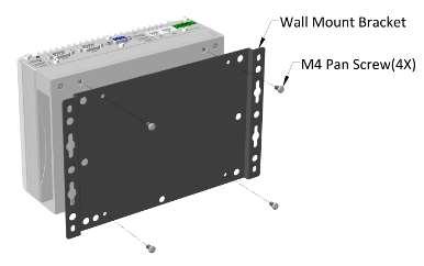 Get the wall-mount bracket from your accessory box, and tighten the four M4 pan screws to attach the wall-mount bracket on your system.