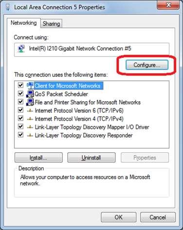 Figure 67: Configure Wake on LAN in Windows 7 4.