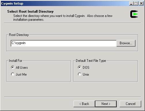 4 Deitel Dive-Into Series: Dive-Into Cygwin and GNU C++ Fig. 1.3 Specifying the root directory. 5. Clicking Next brings up the Package Directory screen (Fig.