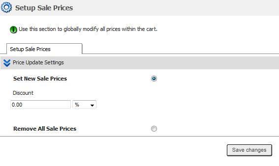 Marketing 235 sale prices. A confirmation pop up appears, click OK button. Figure 8-3-2: Setup Sale Prices 3. Click Save changes button to save the details.