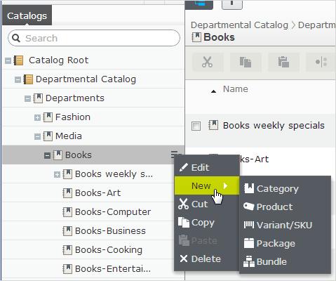 Managing a catalog 51 You can create a new entry from the catalog tree's context menus, the main listing, or the add content button at the top.