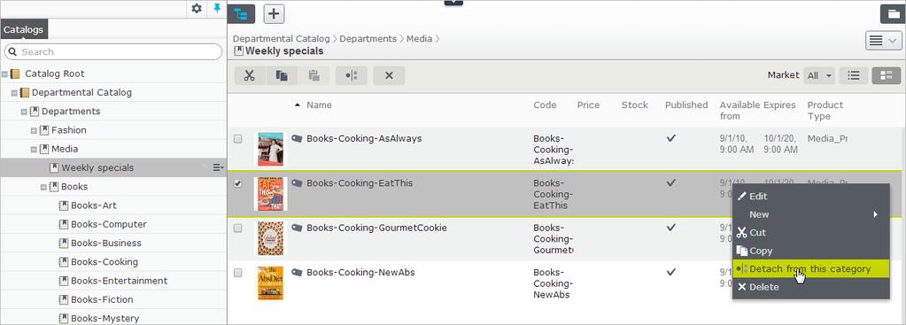 Managing a catalog 73 Linking a catalog entry 1. In the Catalog view, select the desired product in the main listing. 2.