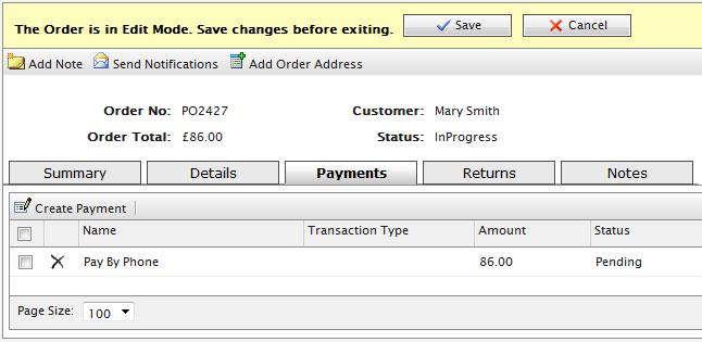 Orders 87 3. Enter the amount of the payment. The Amount field auto-populates the value of the total order, including shipping costs.