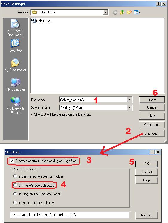 3. V oknu Shortcut odkljukajte potrditveno polje "Create a shortcut when saving settings files" (slika 7, korak 3). 4.