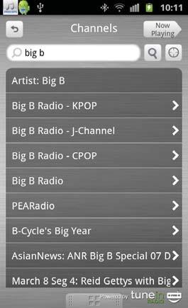 5 Tap the desired radio station.» Your desired radio station begins to broadcast.