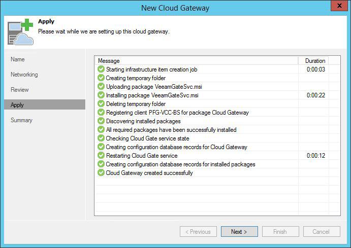 Review the settings, you ll see that the Cloud Gateway component will be deployed on the virtual machine.