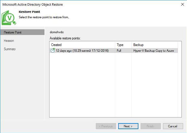 Test 1: Recovering an Active Directory item The first test in this scenario is to recover an Active Directory item.