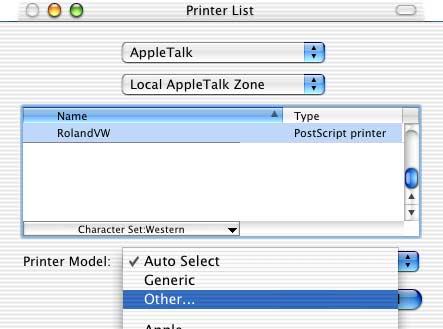 Setting up the Client Computer ➍ Register the printer. Choose [AppleTalk].