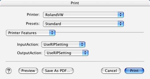 Printing from a Program ➍ Make the required settings for printing, then start printing. The printing data is sent to the RIP server. From the [File] menu, click [Print]. The [Print] window appears.