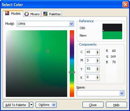 ➋ Display the [Select Color] window. Select "Custom Spot Color." ➌ Create a new spot color. Click the [Models] tab. Click [Add Color].