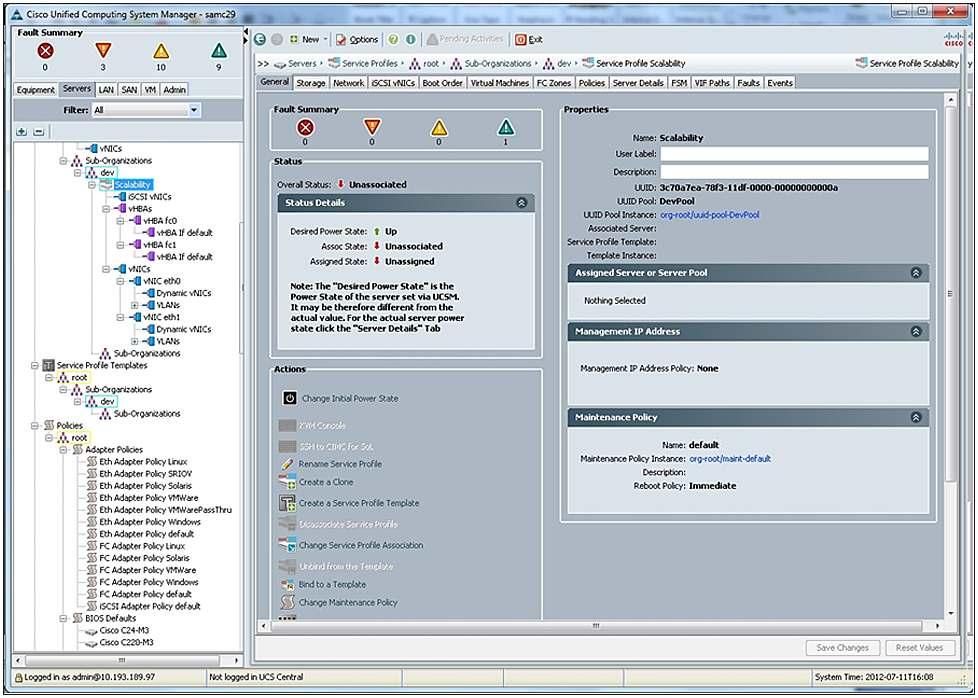 Figure 17. View and Modify the Service Profile Conclusion Cisco UCS provides a comprehensive RBAC system that allows administrators to control user access to the actions and resources in Cisco UCS.