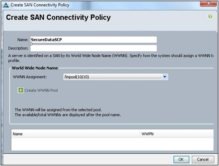The SAN Connectivity Policy Creation Wizard The Create vhba wizard (Figure 13) allows you to configure the various characteristics of a vhba, including the identity, VSAN, maximum data field size,
