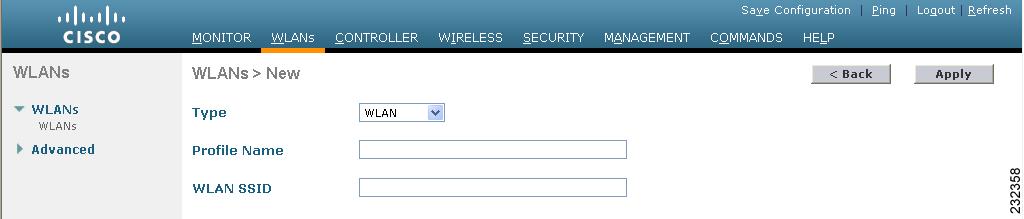 If you want to delete a WLAN, hover your cursor over the blue drop-down arrow for that WLAN and choose Remove. Step 2 To create a new WLAN, click New. The WLANs > New page appears (see Figure 6-2).