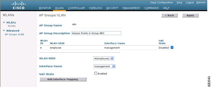 Configuring WLANs Chapter 6 Step 5 Click Create New AP-Group to create the group. The newly created access point group appears in the middle of the page.