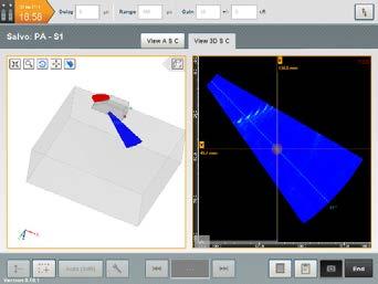 This type of display helps the operator locate the sectorscan within the specimen undergoing inspection in 3D.