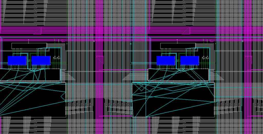 Virtex routing resources A view from FPGA editor. Blue boxes are slices (2 slices = CLB). Grey lines are local interconnect. Red lines are long lines. Green lines are pin wires.