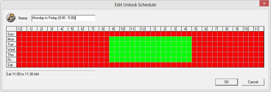 DOOR UNLOCK SCHEDULES Unlock schedules automatically lock and unlock doors at specific times and days. To create a new unlock schedule: 1. Click the Unlock Schedule icon. 2.