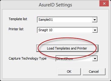dropdowns with available templates/printers, and select the appropriate options. 28. Select the appropriate Capture Technology Type for your camera from the dropdown list.