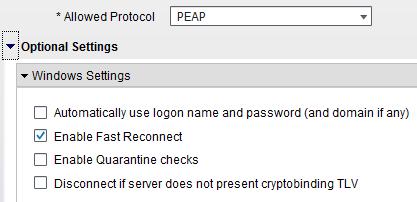 for Windows clients if PEAP protocol