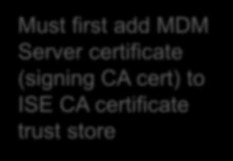 ISE CA certificate trust store Instance Name: Currently