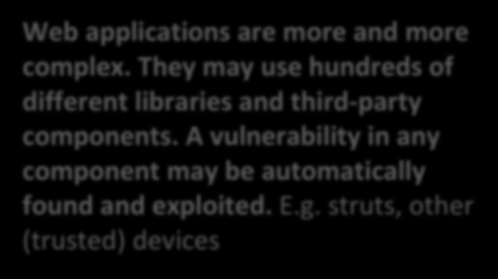 A vulnerability in any component may be automatically found and exploited. E.g.
