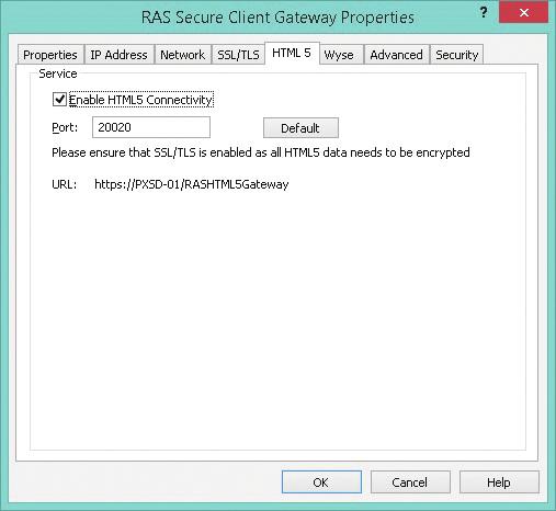 Parallels RAS HTML5 Gateway Access Example: In the below example, the Parallels RAS HTML5 Gateway Access is enabled.