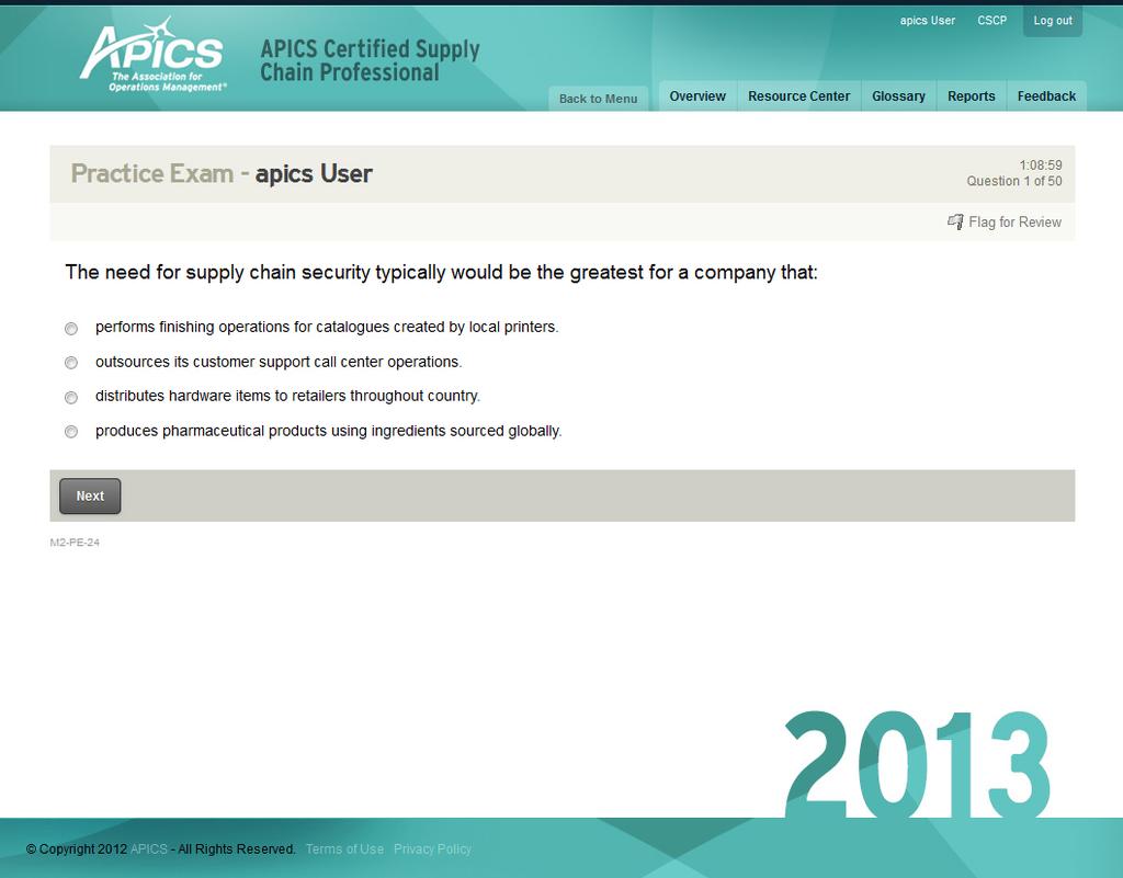APICS CSCP PRACTICE EXAM The APICS CSCP practice exam was designed to help users gain comfort and experience with the format and functionality of the computer-based APICS CSCP exam.