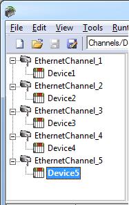 This server refers to communications protocols like Yokogawa DXP Ethernet Device as a channel. Each channel defined in the application represents a separate path of execution in the server.