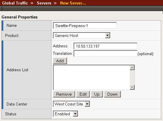 Deploying the FirePass Controller with the BIG-IP GTM System Figure 14 Configuring the Server objects for the FirePass device 8. In the Health Monitors section, from the Available list, select https.