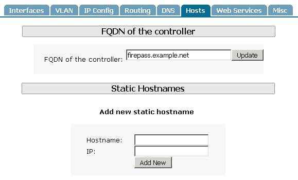 Configuring the Host options In this section, we configure the Fully Qualified Domain Name (FQDN) of the FirePass controller.
