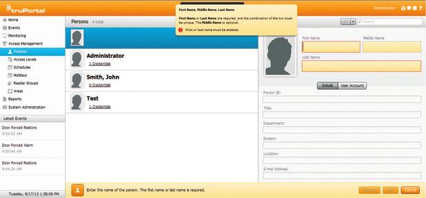 STEP 3 Confi gure Software 3.3 Use Wizards to add persons, credentials, access levels, schedules, etc. From Home screen, click Add Person to launch the Add Person Wizard.