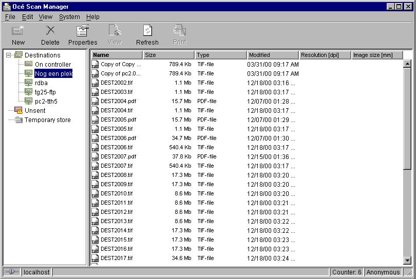 Océ Scan Manager The Océ Scan Manager is an application available only local on the Océ Power Logic controller. With the Océ Scan Manager you can configure the destinations for scan-to-file.