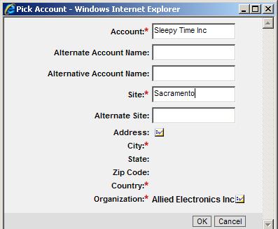 4.3.2.2 Create a new account Create a new account only if an existing account is not available for selection. 1. Select the New button (top left of the Account pick applet).