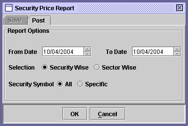 6.2.2 Security Price This report enables the users to view security prices for all or a specific security setup in the system.