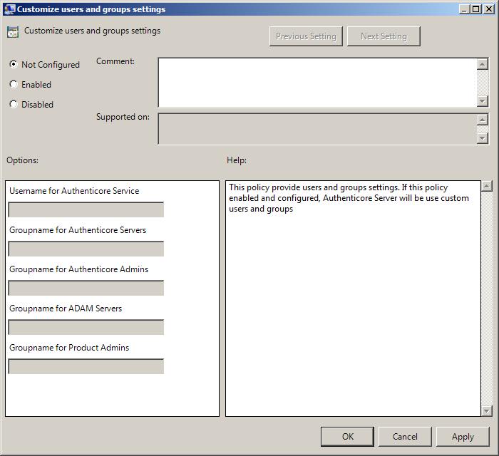 Customize Users and Group Settings The Customize users and group settings policy allows you to specify users and groups settings manually.