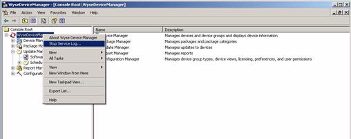 Configuration Manager 93 Figure 96 Start Service Log Figure 97 Stop Service Log Table 5 Protocol Used to Register WDM Packages to Master Software Repository Global Repository Preference Setting