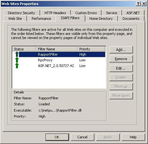 Open the IIS Web Sites Properties dialog box (according to the IIS documentation for your server version).