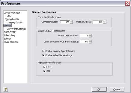 In the tree pane of the Administrator Console, navigate to WyseDeviceManager > Configuration Manager > Preferences. 5.