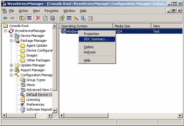 Configuration Manager 85 Editing Default Device Configurations In the tree pane of the Administrator Console, expand Configuration Manager, click Default Device Configuration, right-click on the DDC