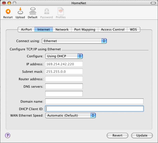 If you configure TCP/IP using DHCP, choose Using DHCP from the Configure pop-up menu.