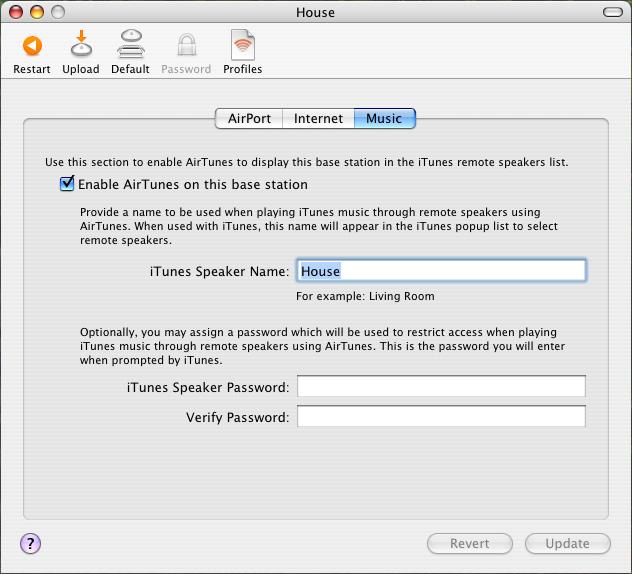 5 When you are finished, click Update. The illustration above displays the AirPort Admin Utility settings available to AirPort Express when AirPort Express is set up to join an existing network.