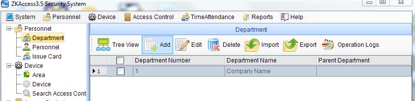 . Input department name and department number.