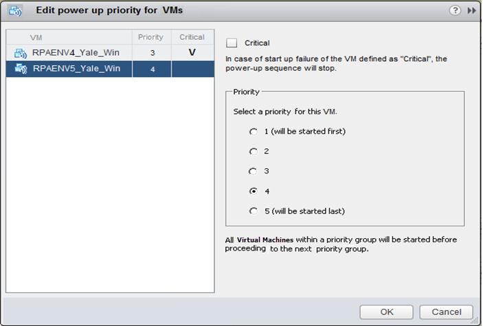 and Power-up Sequence: Prioritization VMs